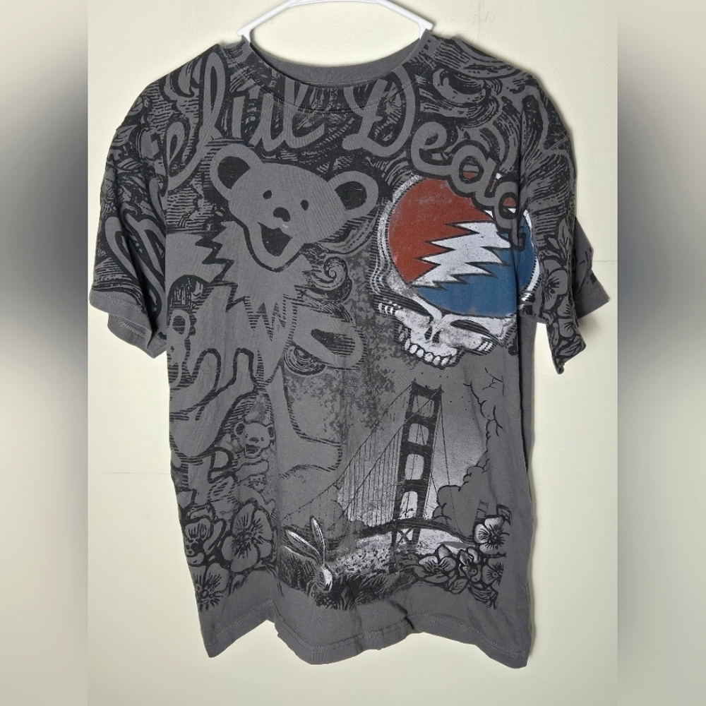 Men's Liquid Blue Grateful Dead Dancing Bear Steal Your Face AOP Shirt, Large